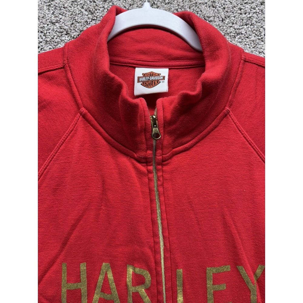 Harley Davidson Sweatshirt Jacket Womens Size‎ Medium Full Zip Long Sleeve Red - Picture 3 of 8